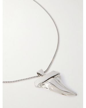 Saint Laurent Tone Pendant Necklace - White