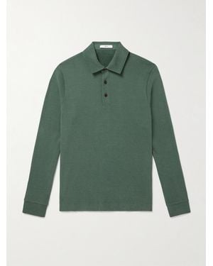 MR P. Ribbed Stretch Cotton And Merino Wool-Blend Polo Shirt - Green