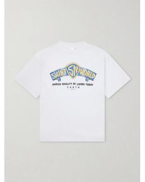 SAINT Mxxxxxx Saint World Logo-print Cotton-jersey T-shirt - White