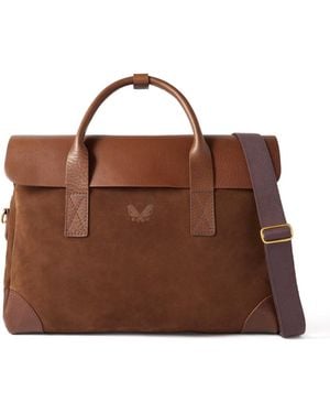 Bennett Winch Suede And Leather Briefcase - Brown