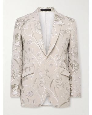Favourbrook Newport Embroidered Linen And Cotton-Blend Tuxedo Jacket - Natural