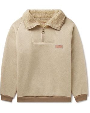 Kapital Alpine Logo-Appliquéd Fleece-Lined Knitted Half-Zip Sweatshirt - Natural