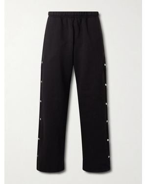 Les Tien Wide-Leg Fleece-Back Cotton-Jersey Sweatpants - Blue