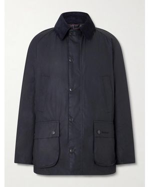 Barbour Ashby Corduroy-trimmed Waxed-cotton Jacket - Blue