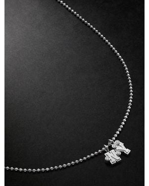 Greg Yuna Sÿlver Babÿ Umlaut NY Initial Sterling Silver Diamond Pendant Necklace - Schwarz