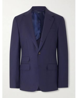 dunhill Pinstriped Wool Suit Jacket - Blue