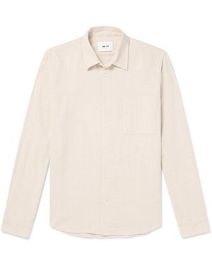 NN07 Arne 5166 Houndstooth Cotton-Flannel Shirt - White