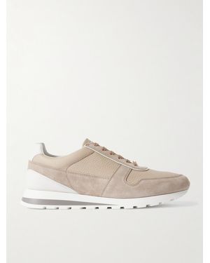 Brunello Cucinelli Olimpo Sneakers aus strukturiertem Leder und Veloursleder - Natur