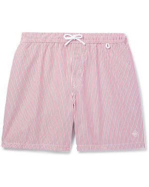 Loro Piana Bay Straight-Leg Mid-Length Striped Swim Shorts - Pink