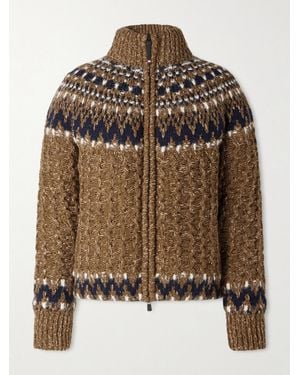 Moncler Indren Virgin Wool-Blend Jacquard Down Jacket - Brown