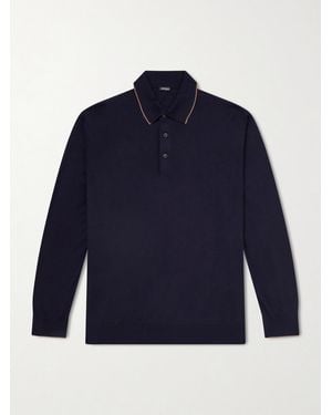 Kiton Merino Wool Polo Shirt - Blau