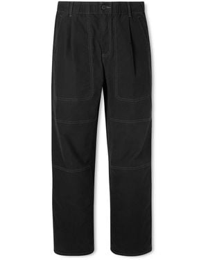 Folk Assembly Straight-Leg Pleated Cotton-Blend Pants - Black