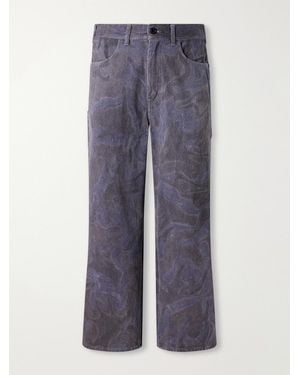 Blue Blue Japan Painter Wide-Leg Sumi Nagashi Cotton-Sashiko Trousers - Blue