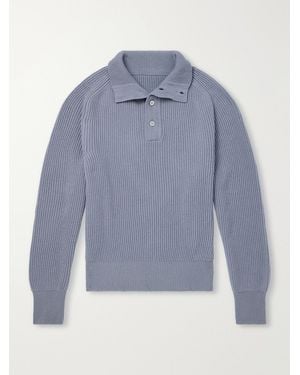 STÒFFA Ribbed Cashmere Polo Sweater - Blue