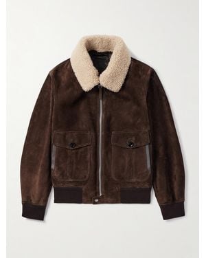 Tom Ford Shearling-Trimmed Suede Jacket - Brown