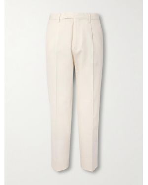 ZEGNA Straight-Leg Cotton And Wool-Blend Trousers - Natural