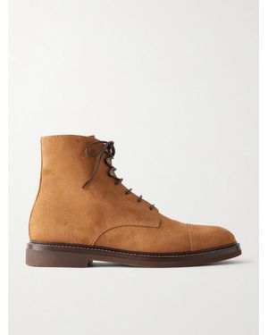 Brunello Cucinelli Suede Lace-Up Boots - Brown