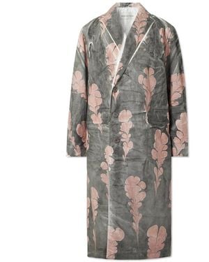 Dries Van Noten Floral-Print Cotton Coat - Gray