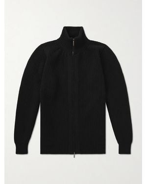 William Lockie Zack Ribbed Cashmere Cardigan - Black
