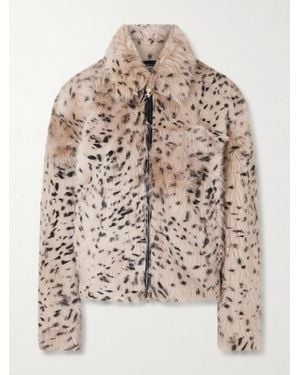 Amiri Leather-trimmed Plush Jacket - Natural