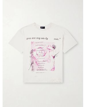 Enfants Riches Deprimes Only Son Distressed Printed Cotton-Jersey T-Shirt - Pink