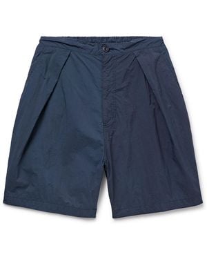 Blue Blue Japan Tapered Pleated-Dyed Nylon Shorts - Blue