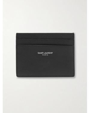 Saint Laurent Porta carte di credito paris in pelle goffrata grain de poudre - Nero