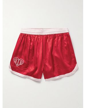 Bode Wide-Leg Logo-Embroidered Two-Tone Satin Shorts