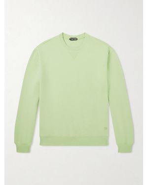 Tom Ford Logo-embroidered Cotton-jersey Sweatshirt - Green