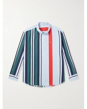 Loewe Anagram-Embroidered Striped Cotton-Twill Shirt - Blue