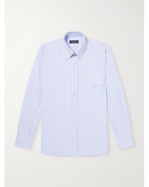 J. Mueser Striped Button-down Collar Cotton Oxford Shirt - White