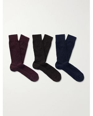 Missoni Three-Pack Crochet-Knit Socks - Blue