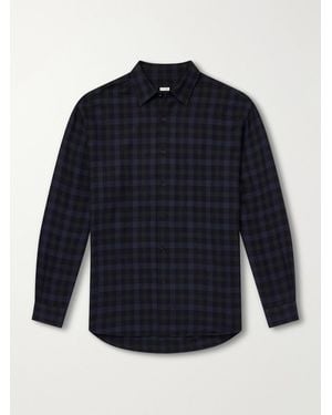 A.PRESSE Checked Wool-Flannel Shirt - Blue