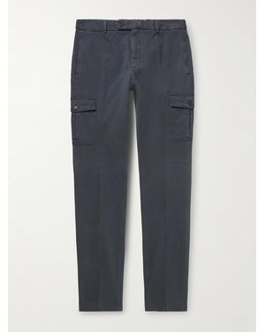 Slowear Venezia 1951 Slim-Fit Tapered Garment-Dyed Cotton-Blend Twill Cargo Trousers - Blue