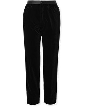 Tom Ford Atticus Straight-leg Satin-trimmed Cotton-velvet Tuxedo Pants - Black