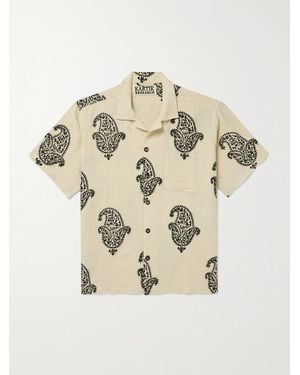 Kartik Research Camp-collar Paisley-print Linen Shirt - Natural