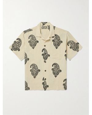 Kartik Research Camp-collar Paisley-print Linen Shirt - Natural