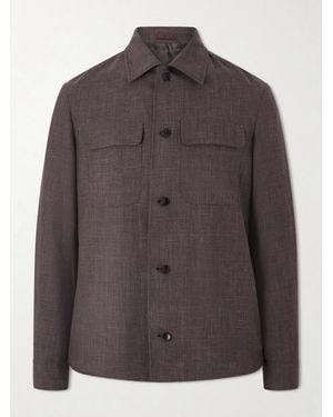 MR P. Wool, Silk And Linen-Blend Overshirt - Brown