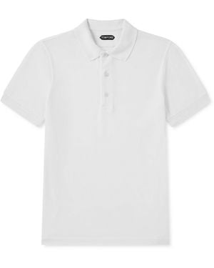 Tom Ford Slim-Fit Lyocell And Cotton-Blend Piqué Polo Shirt - White