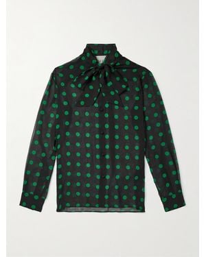 Valentino Garavani Polka-Dot Silk-Georgette Shirt - Green