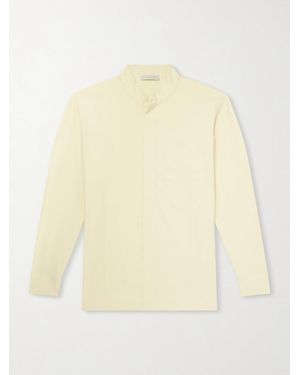 Saman Amel Grandad-Collar Silk Shirt - Natural
