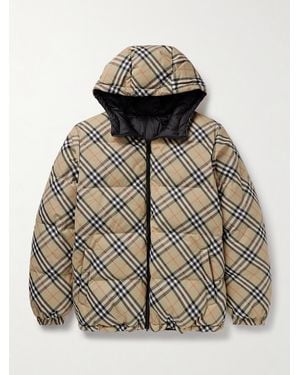 Burberry Reversible Checked Quilted Shell Hooded Down Jacket - Natural