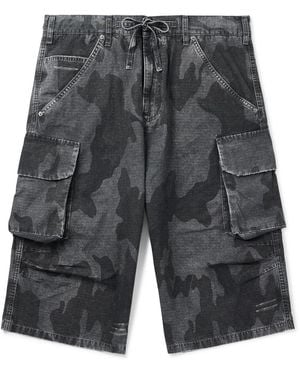 424 Straight-Leg Camouflage-Print Cotton-Ripstop Shorts - Gray