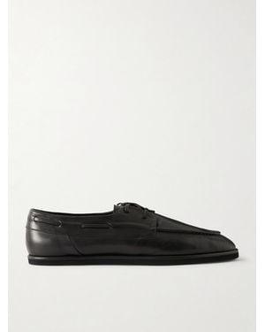 AURALEE Leather Boat Shoes - Black