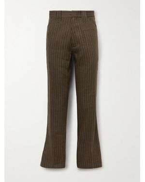 Enfants Riches Deprimes Robot March Straight-Leg Panelled Striped Linen-Blend Twill Trousers - Brown