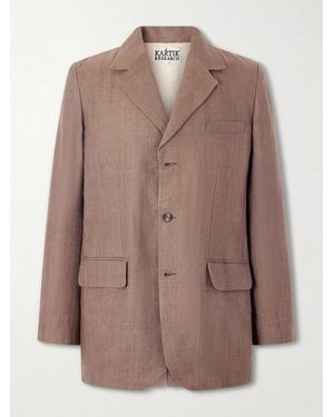 Kartik Research Linen And Wool-Blend Suit Jacket - Brown
