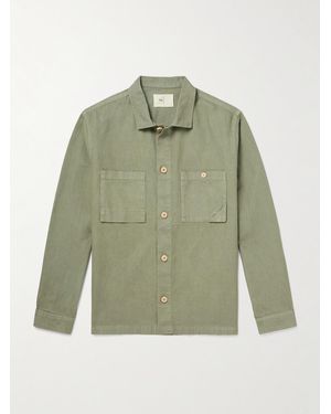 Folk Anniversary Cotton And Hemp-Blend Canvas Overshirt - Green