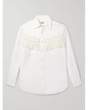 Kapital Husky Fringed Denim Western Shirt - Natural