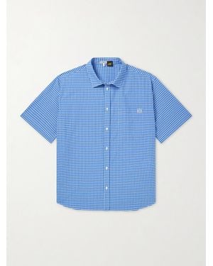 Loewe Paula's Ibiza Logo-Embroidered Checked Cotton-Poplin Shirt - Blue