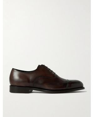 Grenson Cambridge Handpainted Leather Oxford Shoes - Brown